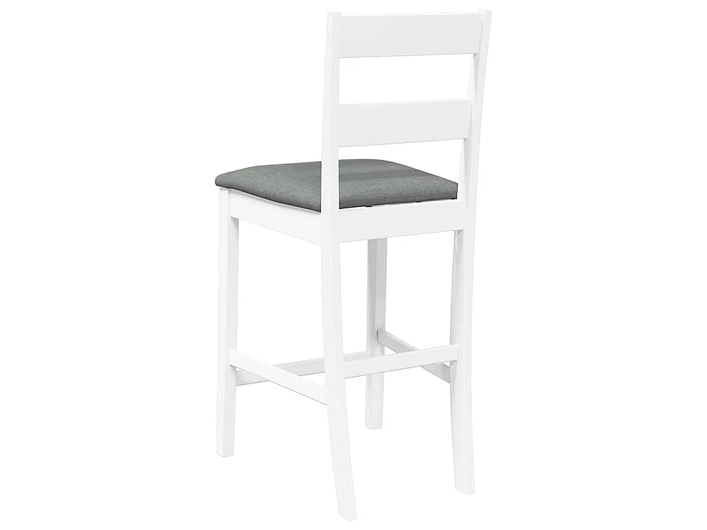 Sgabelli da Bar con Cuscini 2 pz Bianco Legno Massello di Hevea