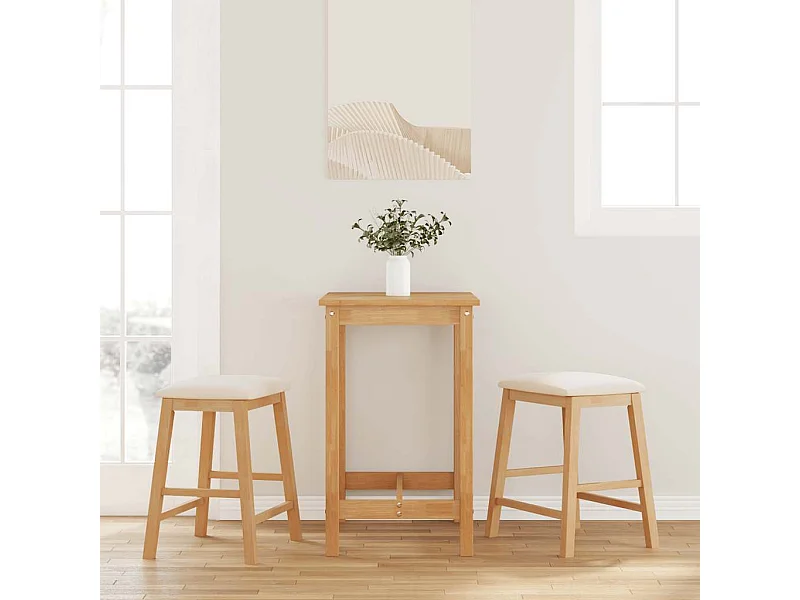 Barstühle mit Kissen 2 Stk. Massivholz Gummibaum