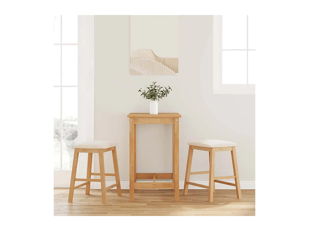 chaises de bar avec coussins 2 pcs bois massif d'hévéa