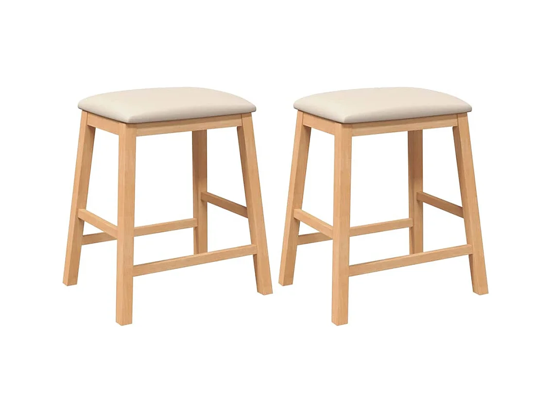 chaises de bar avec coussins 2 pcs bois massif d'hévéa