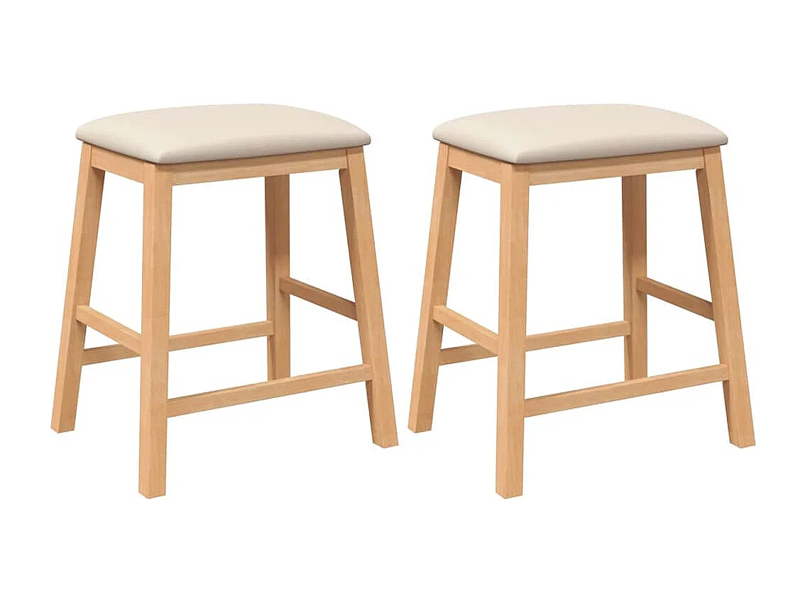 Barstoelen met kussens 2 st massief hout rubber