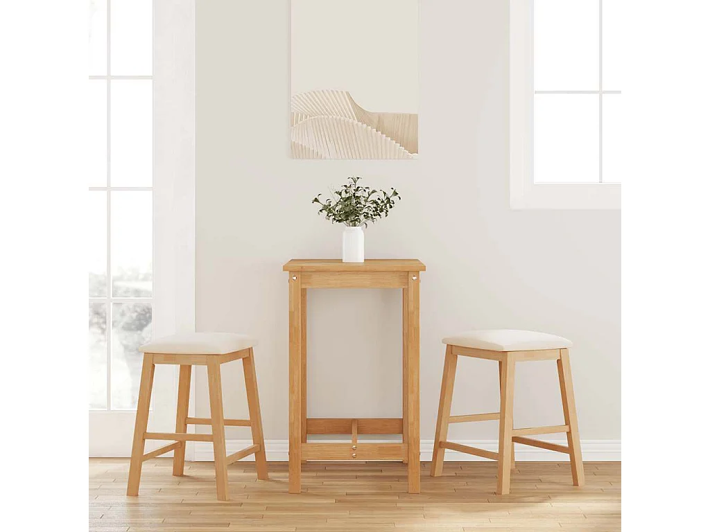 Barstühle mit Kissen 2 Stk. Massivholz Gummibaum