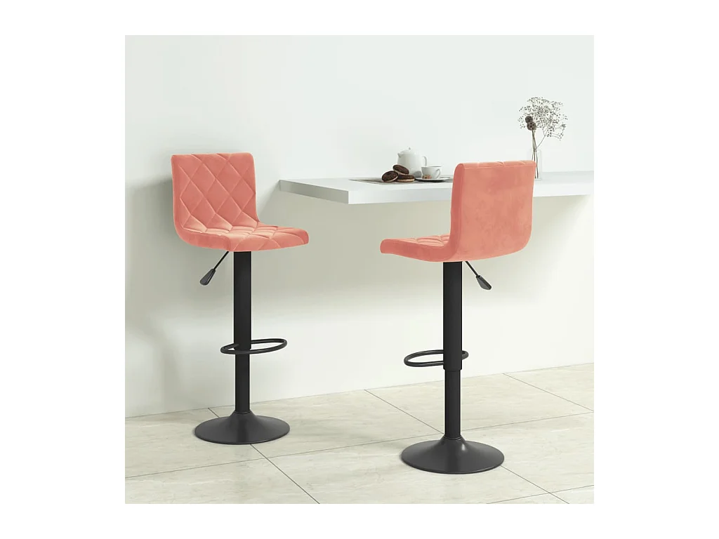 Tabourets de bar lot de 2 rose velours