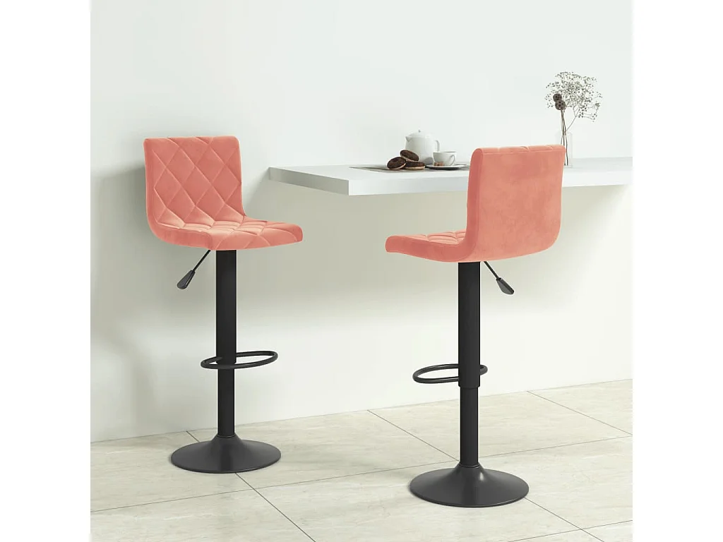 Tabourets de bar lot de 2 rose velours