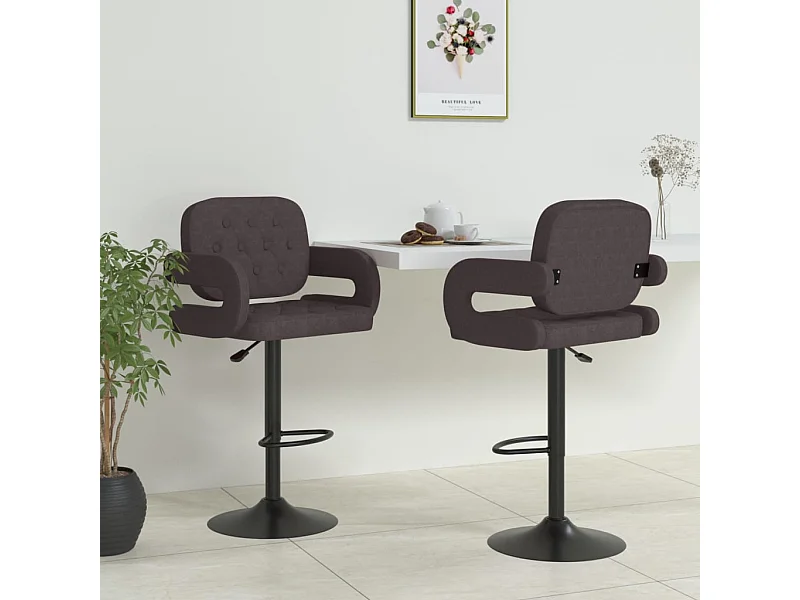Tabourets de bar lot de 2 taupe tissu