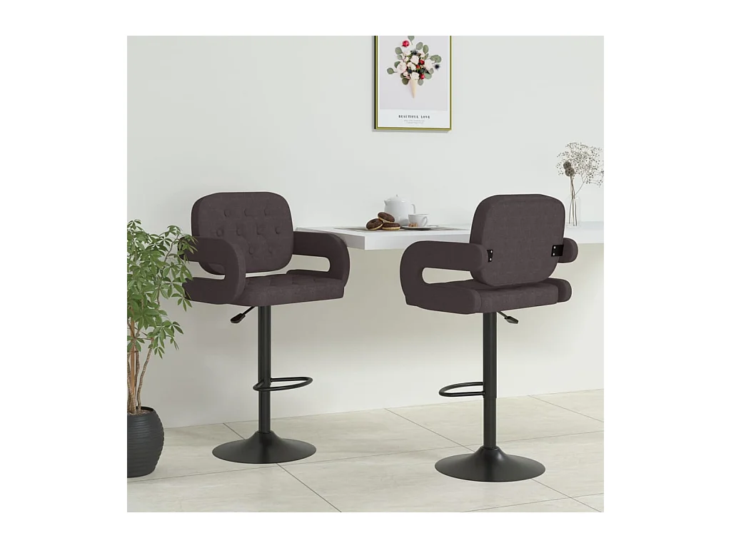 Tabourets de bar lot de 2 taupe tissu