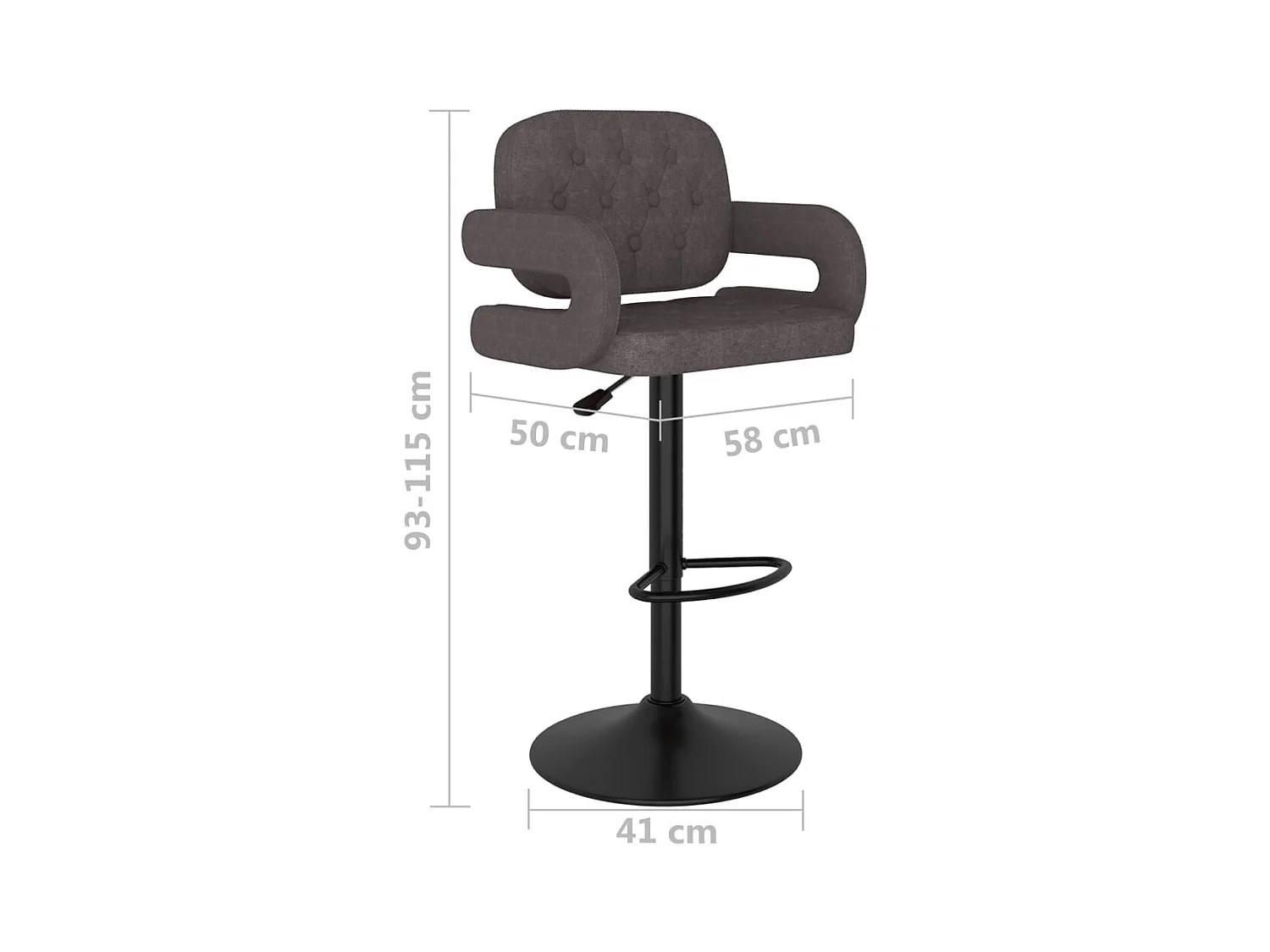Tabourets de bar lot de 2 taupe tissu
