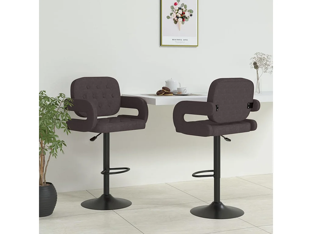 Tabourets de bar lot de 2 taupe tissu