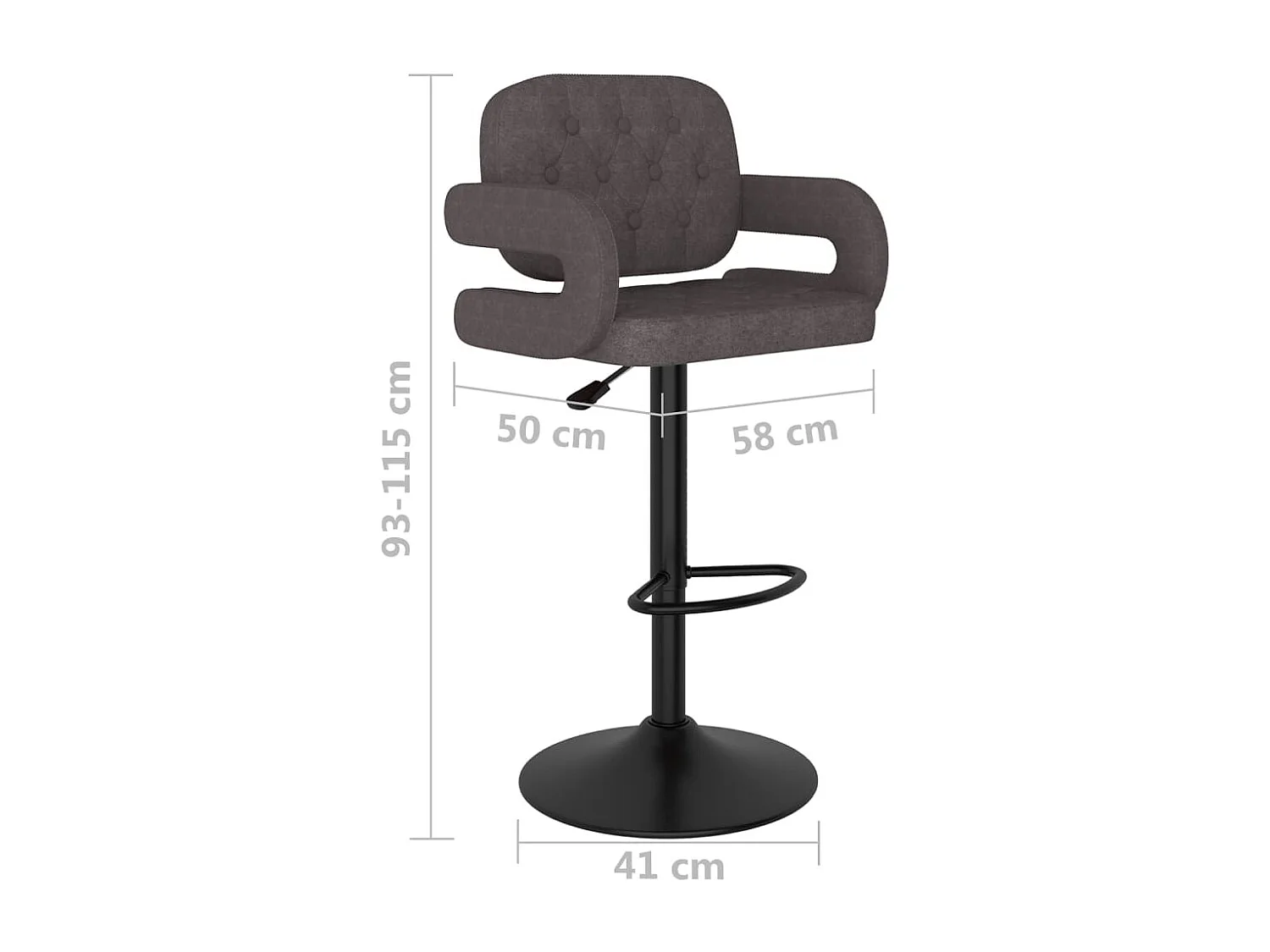 Tabourets de bar lot de 2 taupe tissu