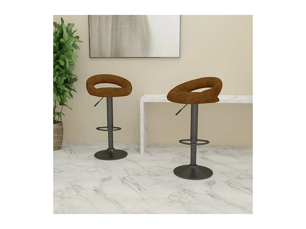 Tabourets de bar lot de 2 marron velours