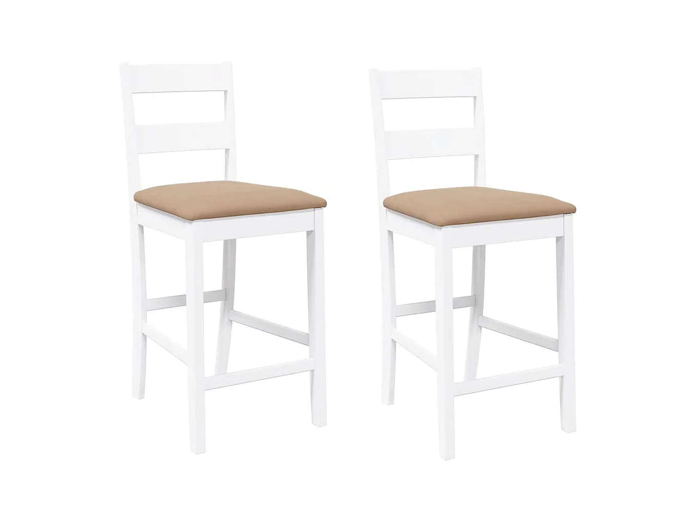 Barhocker mit Kissen 2 Stk. Weiß Massivholz Gummibaum