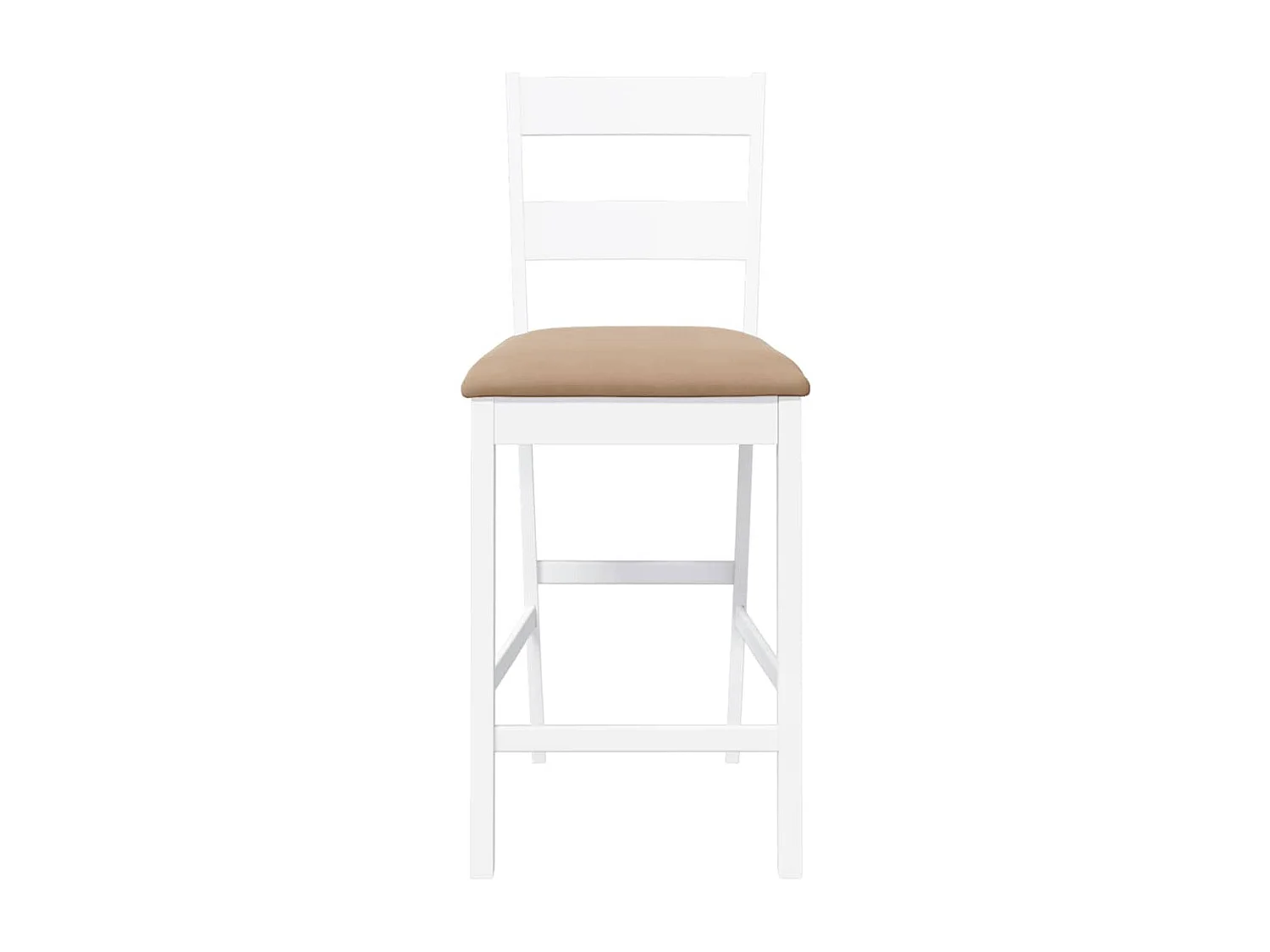 Tabourets de bar avec coussins 2 pcs blanc bois massif d'hévéa
