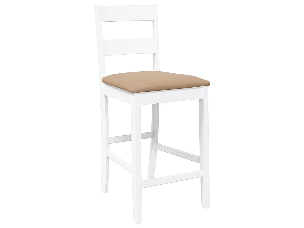 Taburetes de bar con cojines 2 uds madera maciza blanca caucho