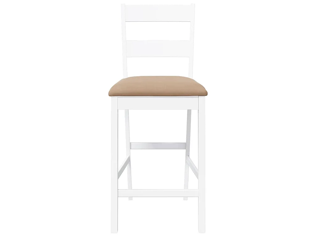 Taburetes de bar con cojines 2 uds madera maciza blanca caucho