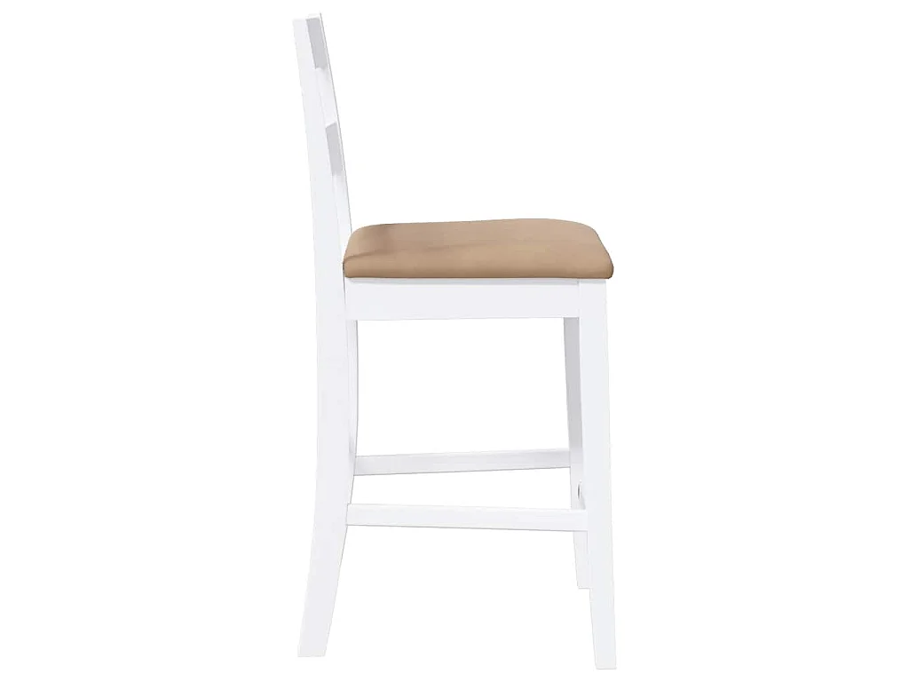 Taburetes de bar con cojines 2 uds madera maciza blanca caucho