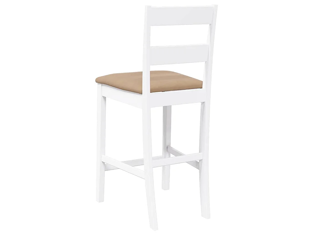 Taburetes de bar con cojines 2 uds madera maciza blanca caucho