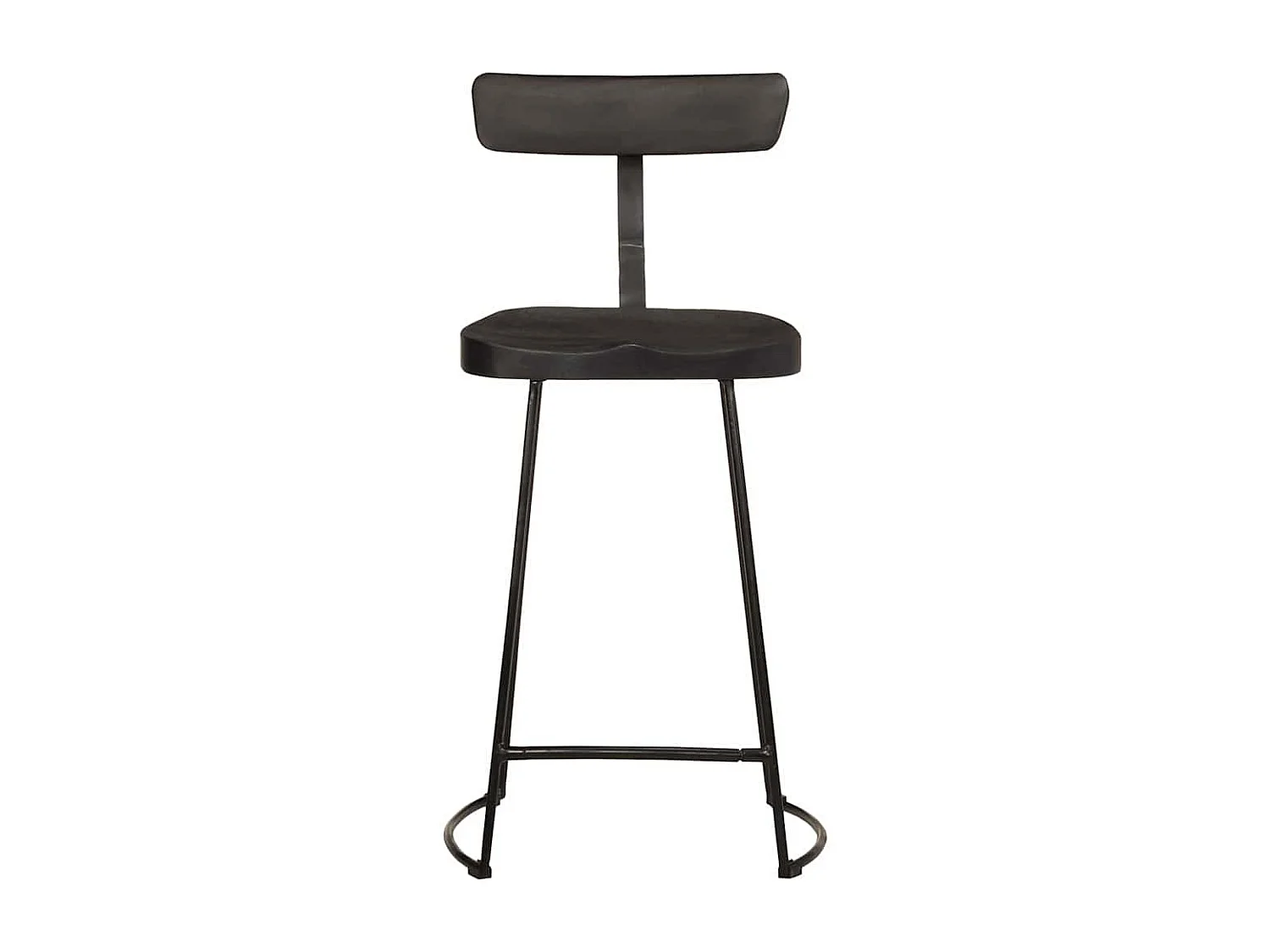 Tabourets de bar lot de 2 noir 49x43x88 cm bois manguier massif