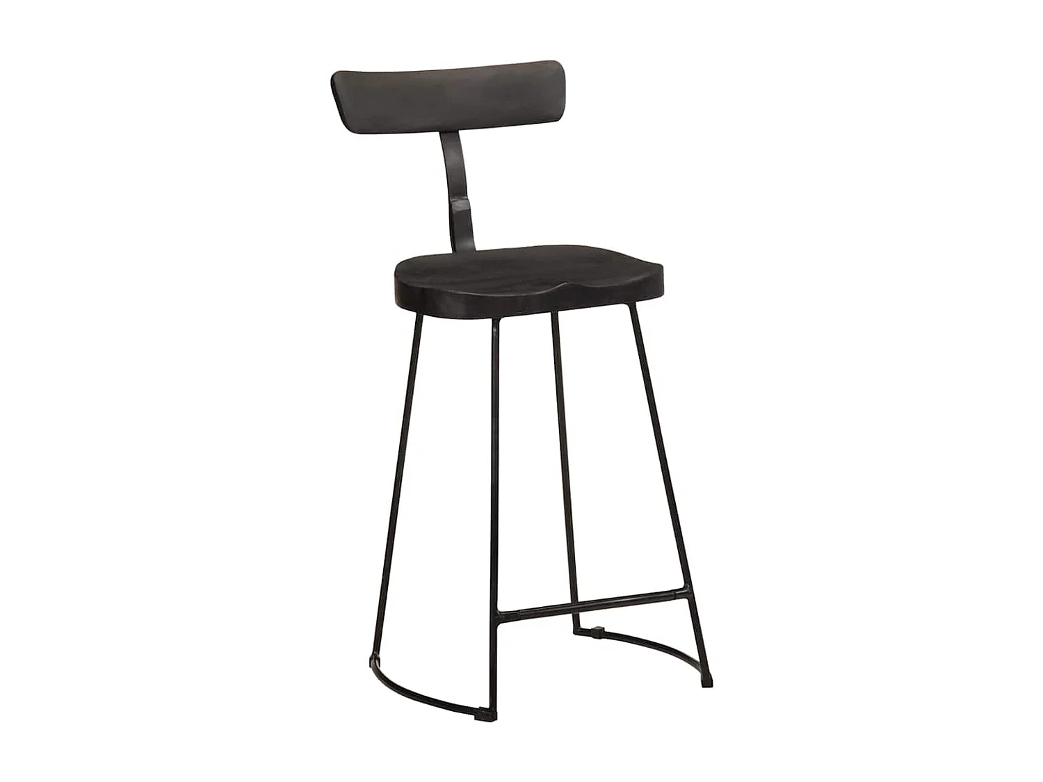Tabourets de bar lot de 2 noir 49x43x88 cm bois manguier massif