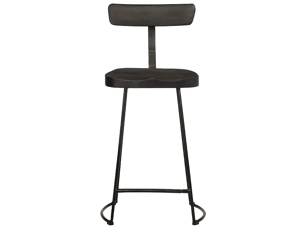 Tabourets de bar lot de 2 noir 49x43x88 cm bois manguier massif