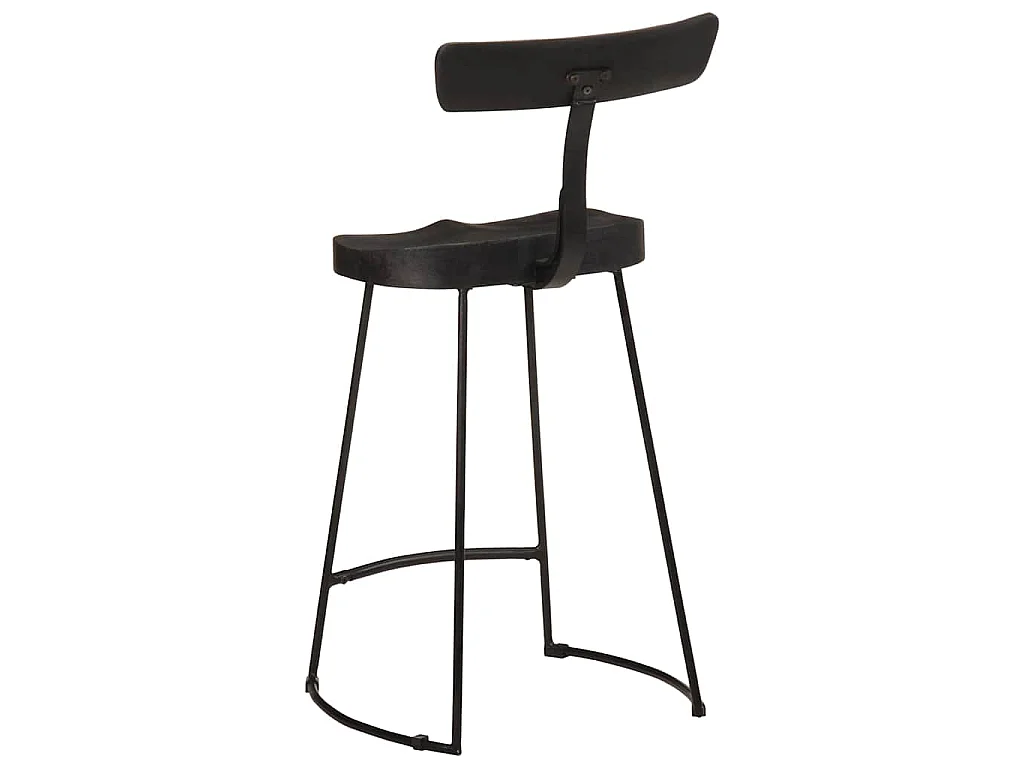Tabourets de bar lot de 2 noir 49x43x88 cm bois manguier massif