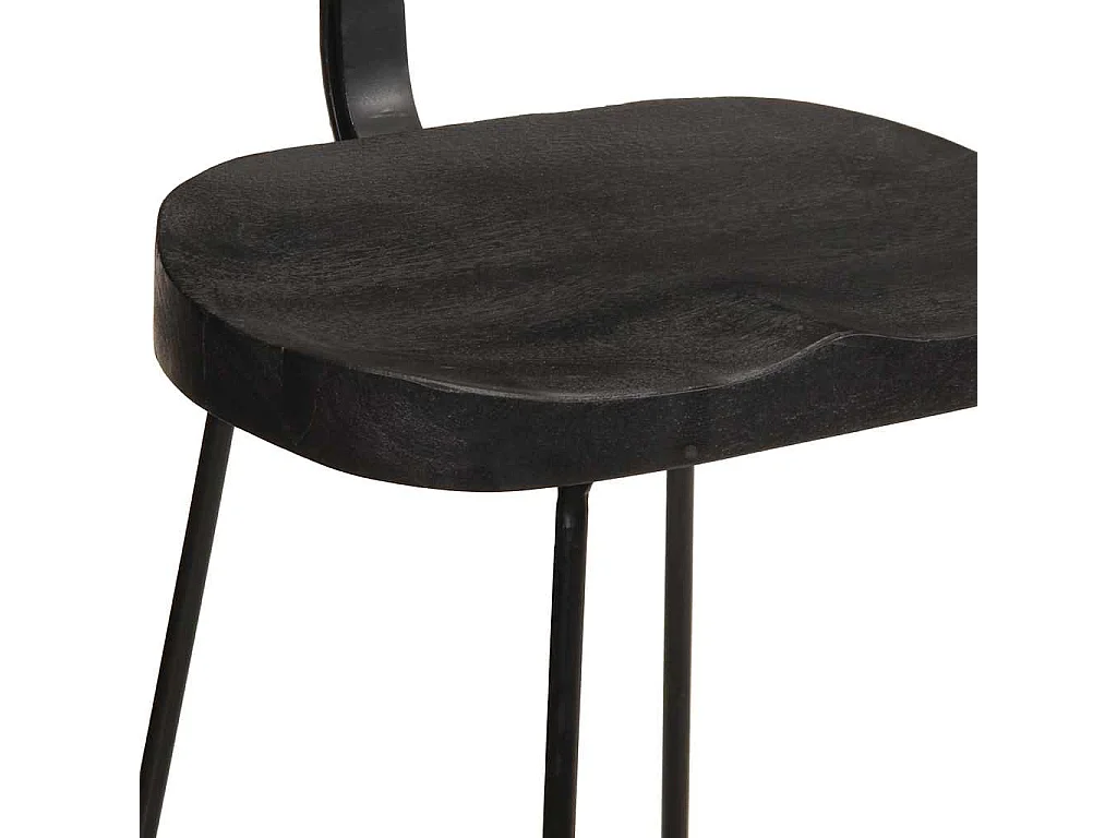 Tabourets de bar lot de 2 noir 49x43x88 cm bois manguier massif