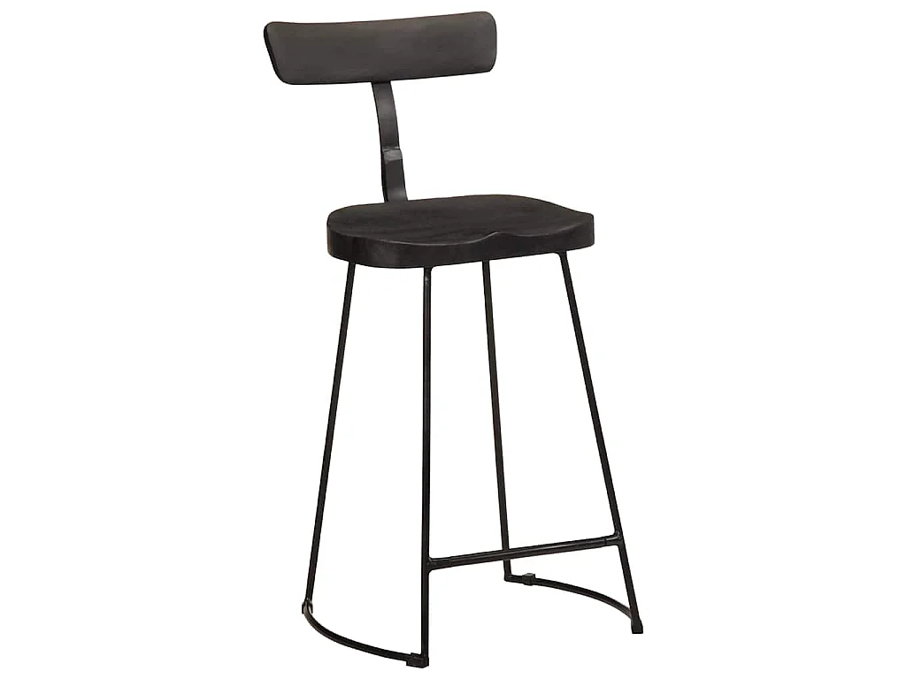 Tabourets de bar lot de 2 noir 49x43x88 cm bois manguier massif