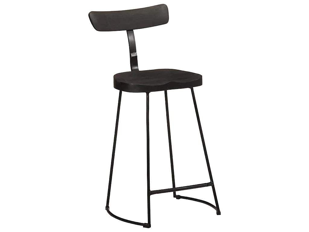 Tabourets de bar lot de 2 noir 49x43x88 cm bois manguier massif