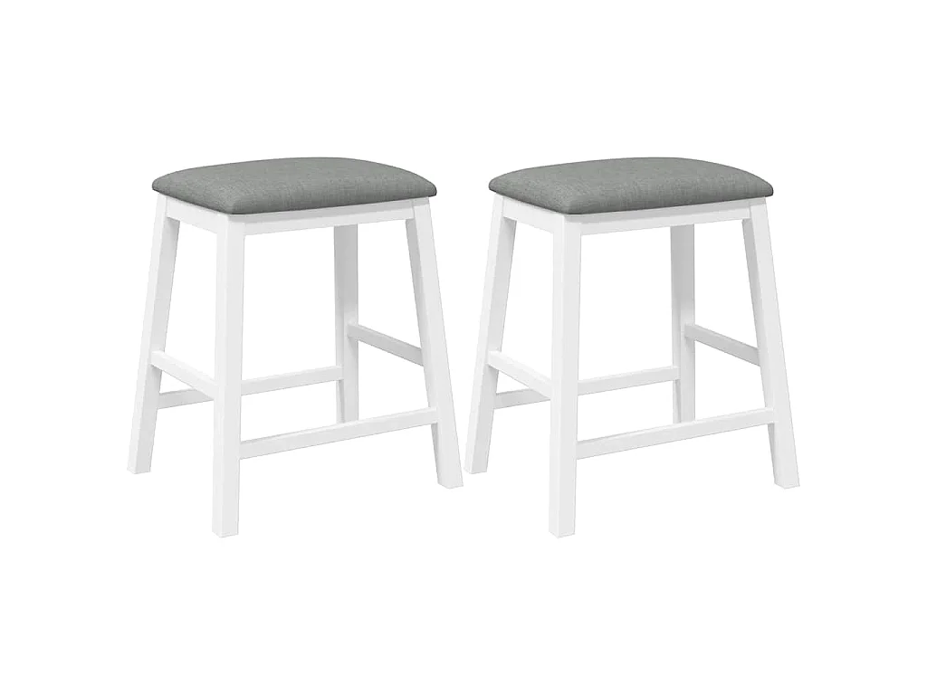 Barstoelen met kussens 2 st massief hout rubber wit