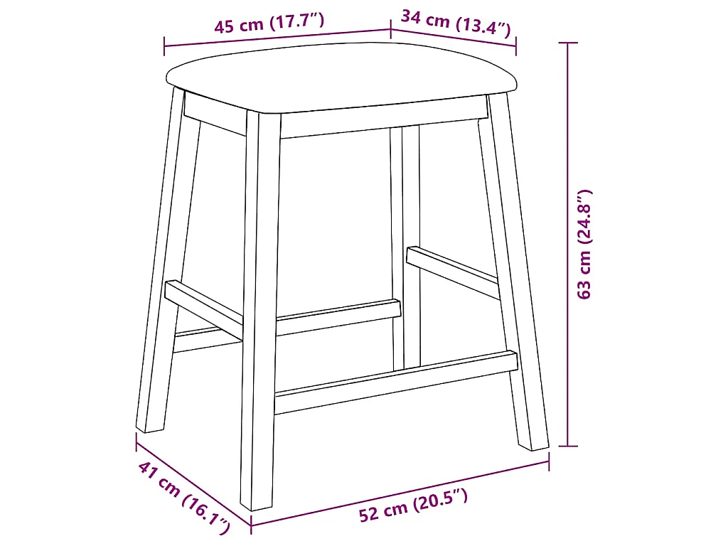 Barstoelen met kussens 2 st massief hout rubber wit