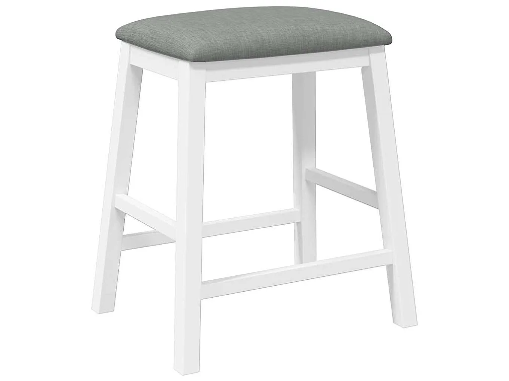 Barstoelen met kussens 2 st massief hout rubber wit