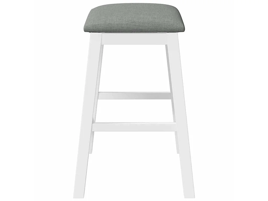 Barstoelen met kussens 2 st massief hout rubber wit