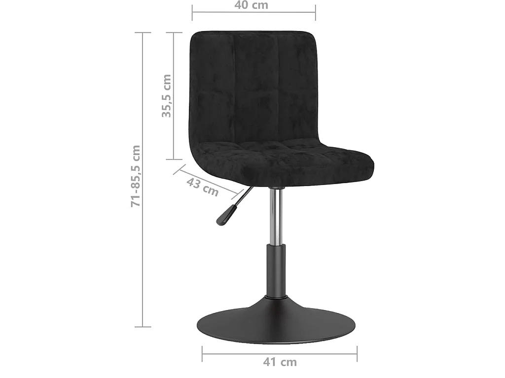 Sgabello da Bar Girevole Nero in Velluto