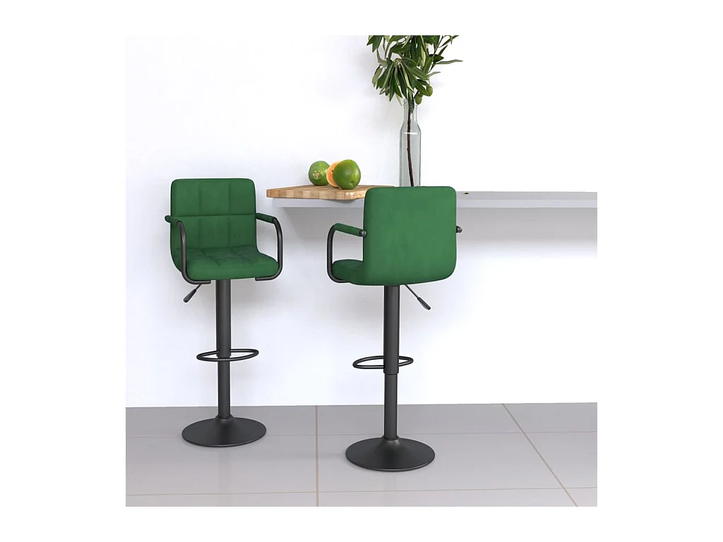 Tabourets de bar lot de 2 vert foncé velours