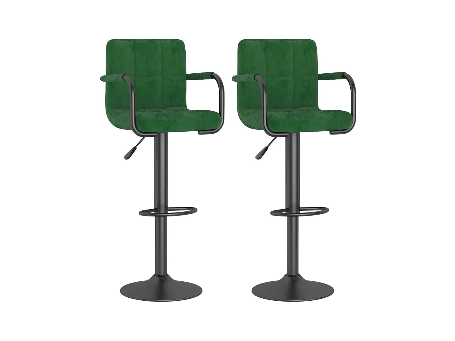 Tabourets de bar lot de 2 vert foncé velours