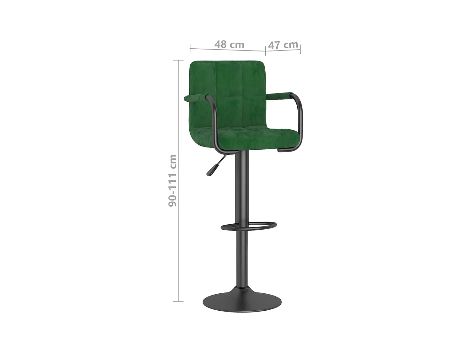 Tabourets de bar lot de 2 vert foncé velours