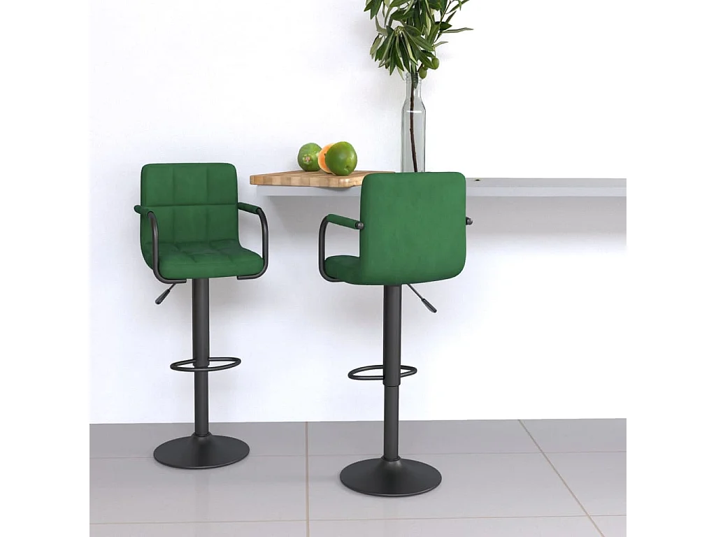 Sgabelli da Bar 2 pz Verde Scuro in Velluto
