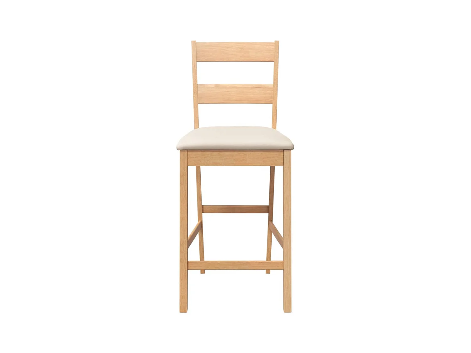 Sgabelli da Bar con Cuscini 2pz Naturale Legno Massello Hevea