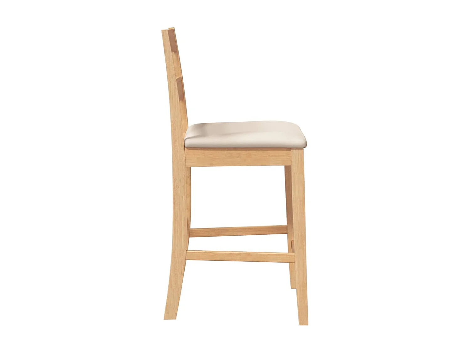 Sgabelli da Bar con Cuscini 2pz Naturale Legno Massello Hevea