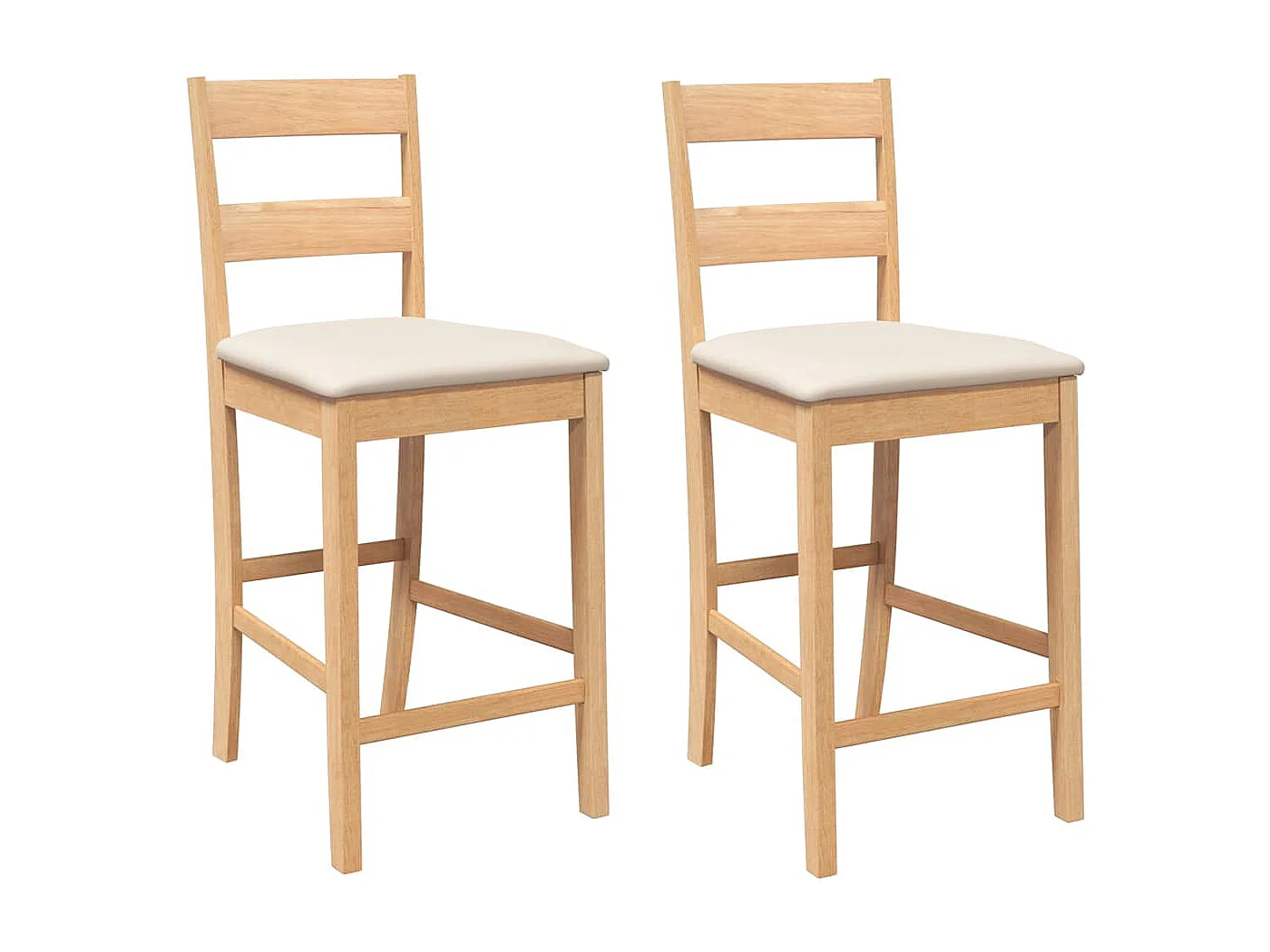 Bancos de bar com almofadões 2pcs madeira de seringueira maciça