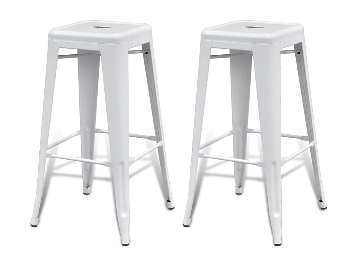 Barhocker 2 Stk. Weiß Stahl