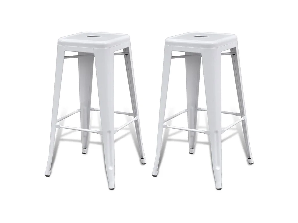 Barhocker 2 Stk. Weiß Stahl