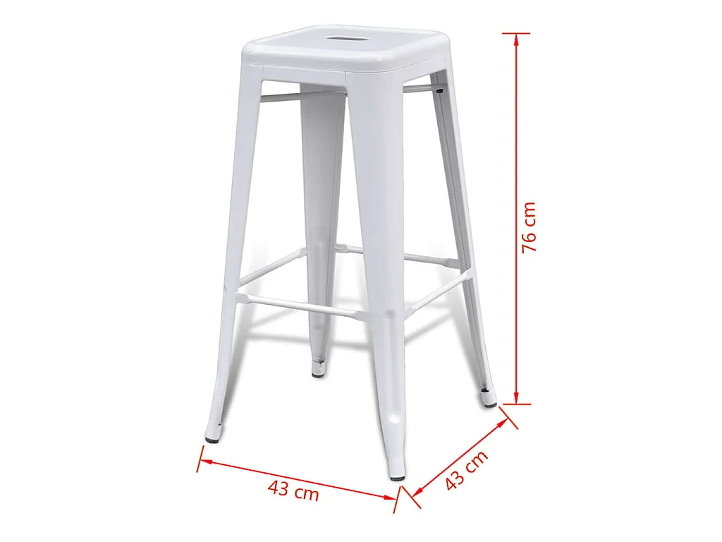 Barhocker 2 Stk. Weiß Stahl