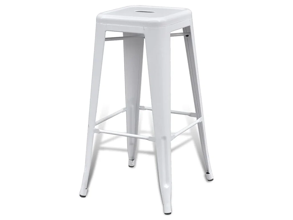 Barhocker 2 Stk. Weiß Stahl