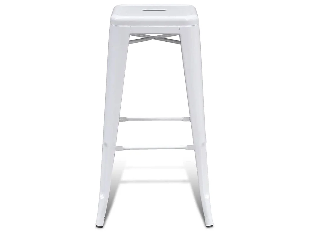 Barhocker 2 Stk. Weiß Stahl