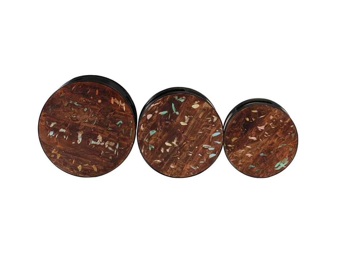 Beistelltische Fass-Design 3 Stk. Massives Altholz