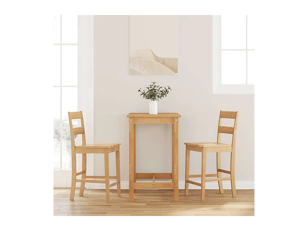 Tabourets de bar 2 pcs naturel bois massif d'hévéa