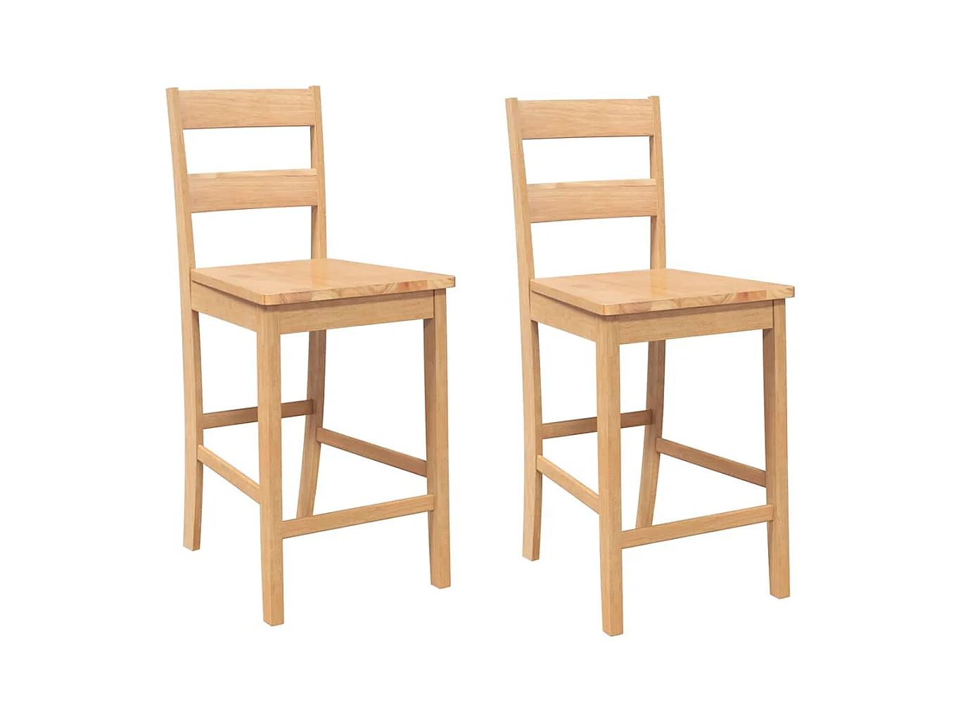 Tabourets de bar 2 pcs naturel bois massif d'hévéa