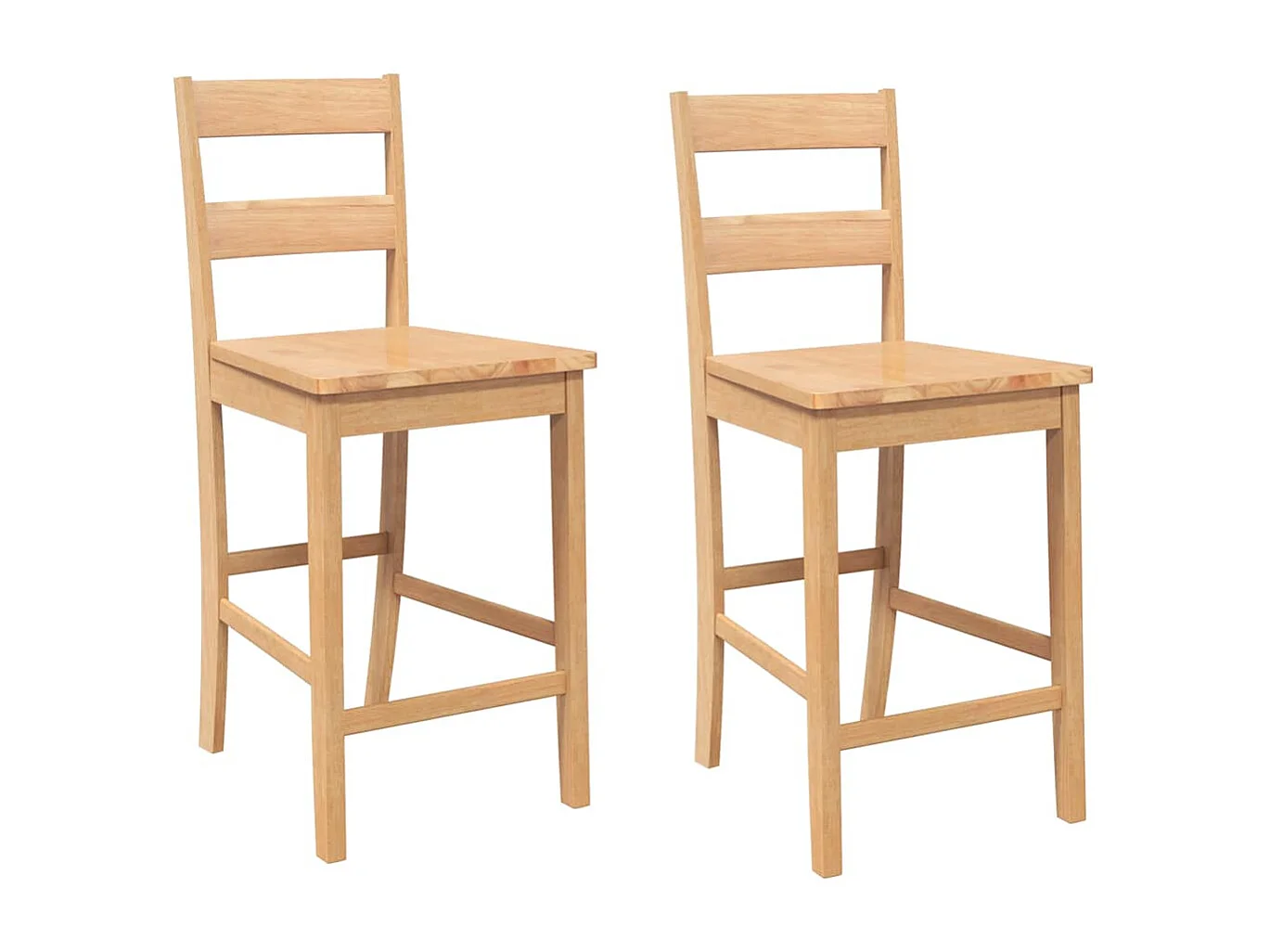 Tabourets de bar 2 pcs naturel bois massif d'hévéa