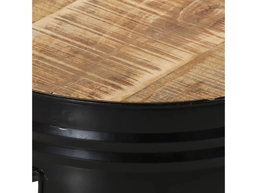 Tables de bar forme tambour 3 pcs bois de manguier massif brut