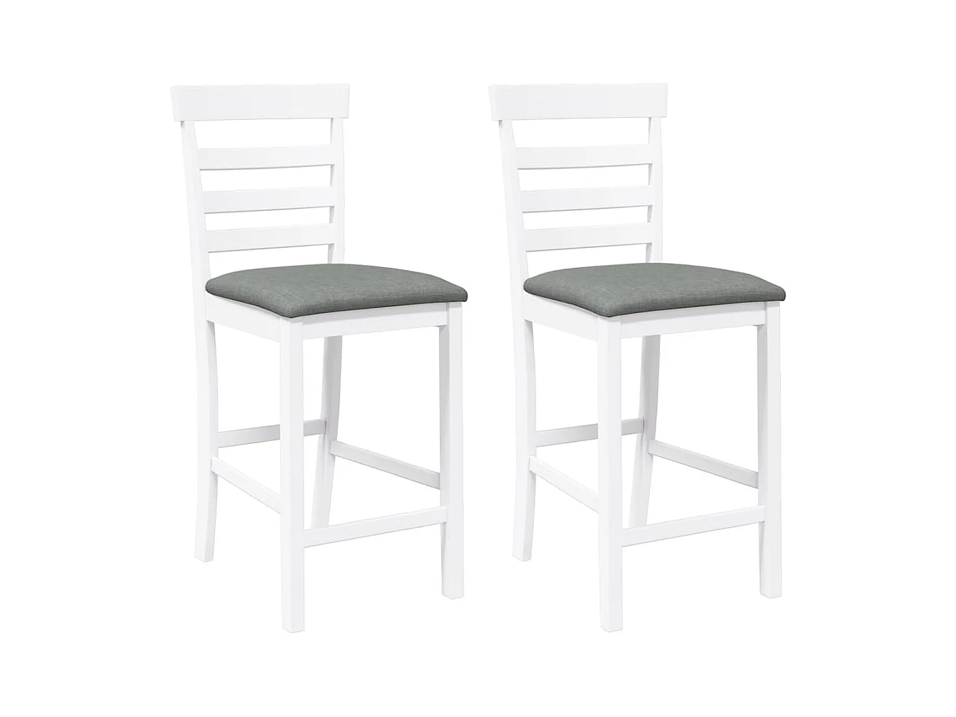 Tabourets de bar avec coussins 2 pcs blanc bois massif d'hévéa